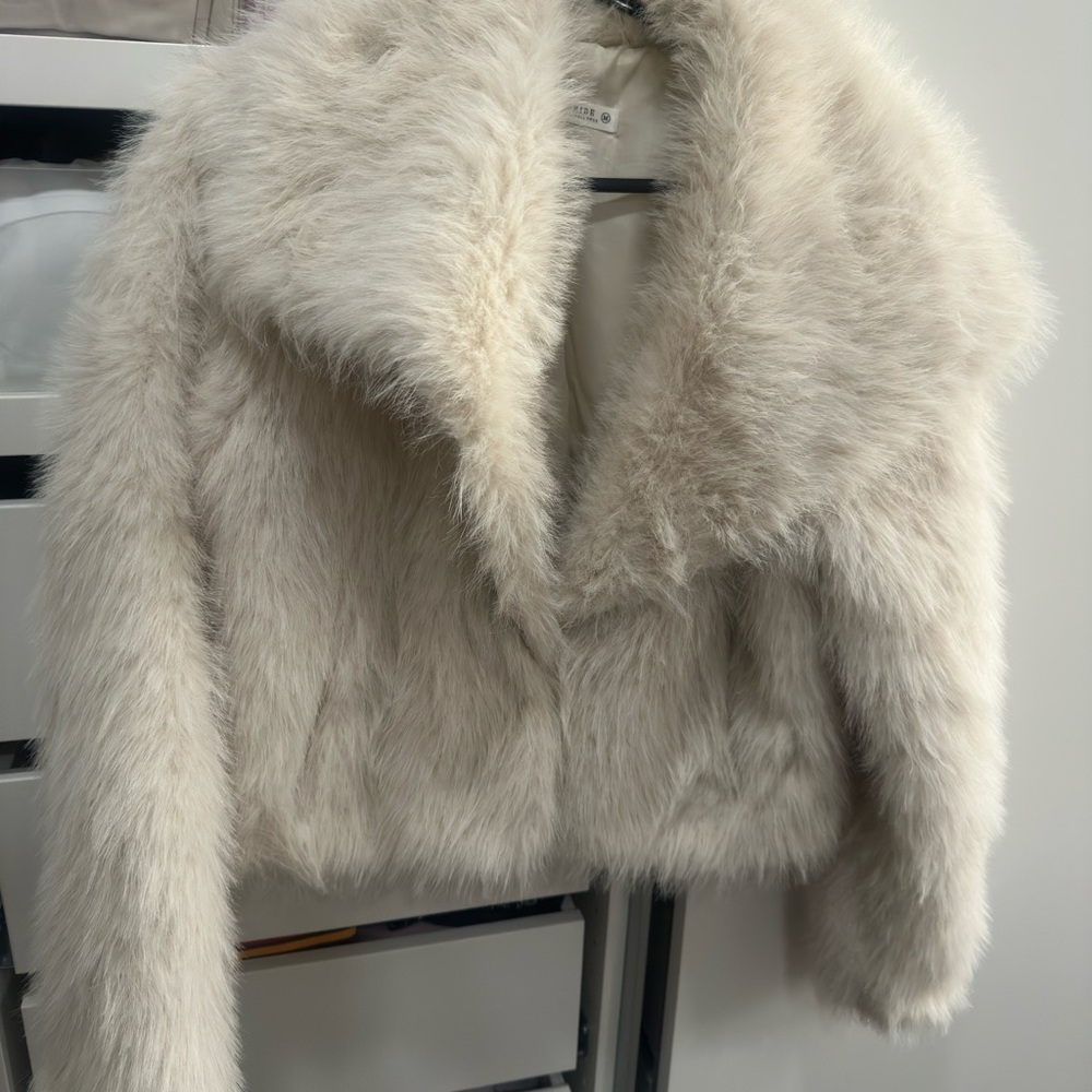 12th Tribe Brielle Cream Faux Fur Jacket